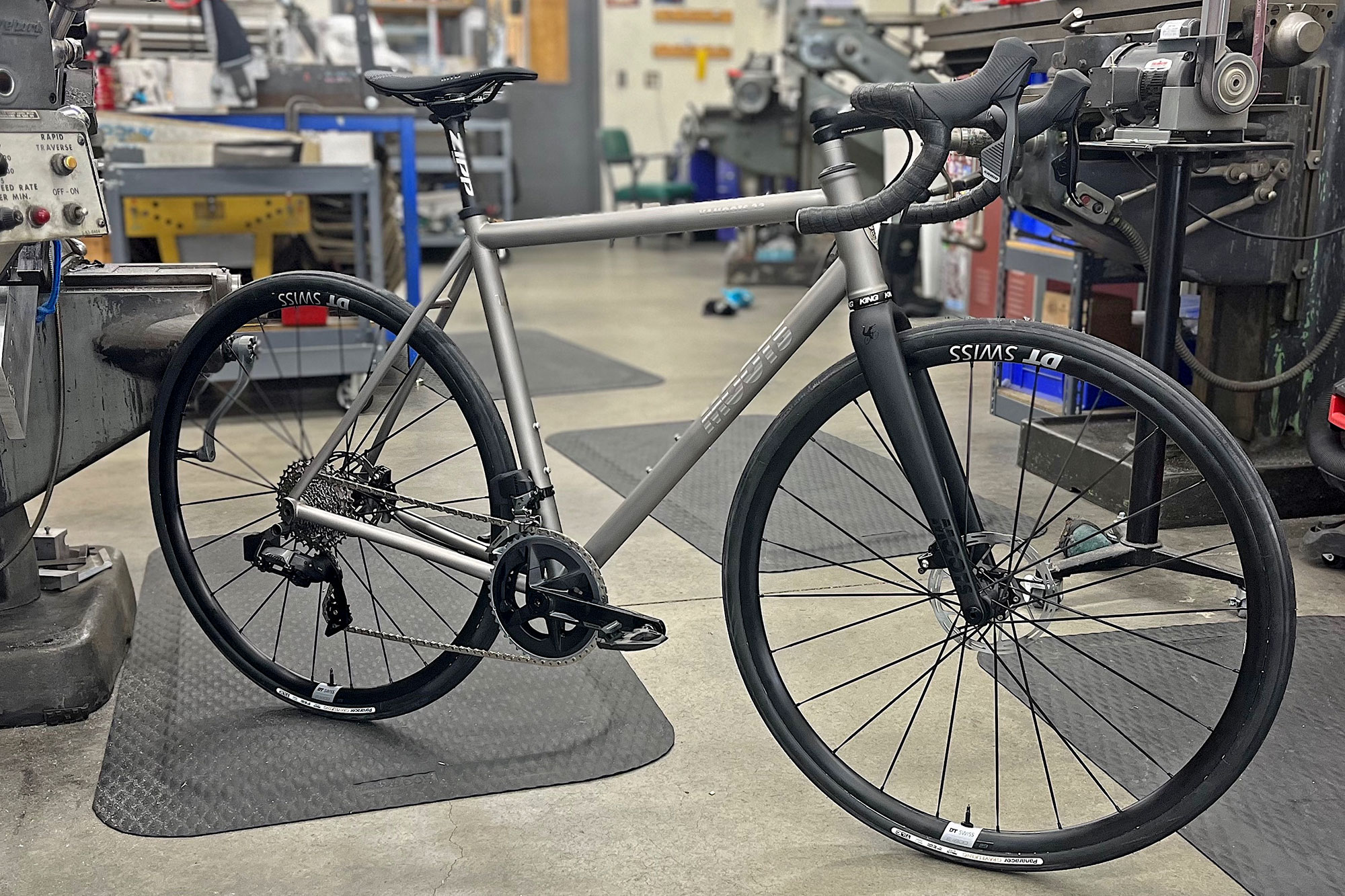 2024 Moots Vamoots 33 more affordable premium Colorado-made titanium all-road bike, complete in teh workshop